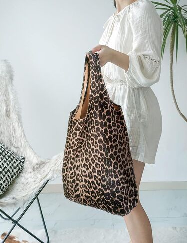 Heesch ليوبارد حمل حقيبة الفهد طباعة المتشرد حقيبة كبيرة حقيبة كتف حقيبة يد المرأة حقيبة تسوق من القماش النسيج حمل المحفظة in Kuwait