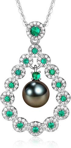 NONNYL Gifts for Women-Tahitian-Black-Pearl-Necklace- Gift for Wife Wedding Birthday Anniversary - Mom Girlfriend Her on Mothers Day Valentines Day Christmas - 18K Gold Plated Sterling Silver Pearls Pendant With Urquoise in Saudi Arabia