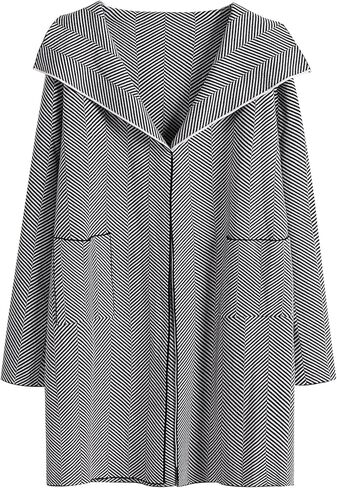 سترة صوفية نسائية من ECOWISH - خريف 2023 سترة متماسكة وأكمام طويلة مخططة غير رسمية مفتوحة من الأمام سترة معطف in Kuwait