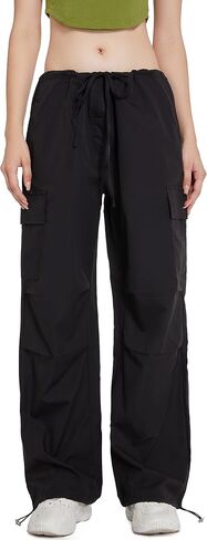 ANNVA U.S.A. Parachute Pants for Women,Y2K Pants,Low Waisted Wide Leg Pants for Women Casual Pants Loose Fit-2023 Trendy in Kuwait