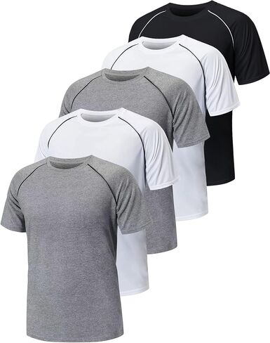 قمصان رياضية للأولاد من TELALEO مكونة من 5 قمصان رياضية للفتيات سريعة الجفاف وأكمام قصيرة وأكمام قصيرة للحماية من الأشعة فوق البنفسجية in Kuwait