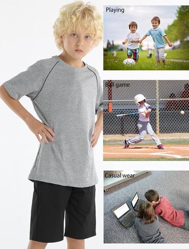 قمصان رياضية للأولاد من TELALEO مكونة من 5 قمصان رياضية للفتيات سريعة الجفاف وأكمام قصيرة وأكمام قصيرة للحماية من الأشعة فوق البنفسجية in Kuwait