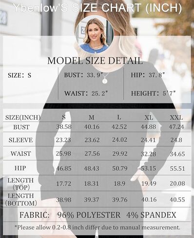 Ybenlow طقم صالة نسائي مكون من قطعتين بيجامات وأكمام طويلة مضلع متماسكة قطع علوية فضفاضة بنطال ذو قصة أرجل واسعة بدلة رياضية غير رسمية in Kuwait