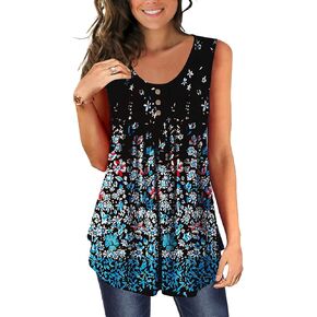 YizCore Shirts for Women Tank Top Summer Tunic Tops to Wear with Leggings Casual Loose Fitting Sleeveless Blouses
