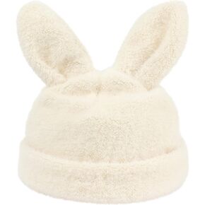 Women Girls Winter Fall Soft Plush Beanie Hat Cute Rabbit Ears Hat Warm Bunny Skull Cap Fun Ski Cap