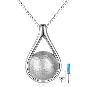 SHEAISRS Teardrop Hourglass Urn Necklace for Ashes for Women Sterling Silver Cremation Jewelry Memorial Keepsake Urns Pendant Necklace for Urn Necklaces Ashes