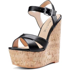 Castamere إمرأة عالية الكعب منصة إسفين كعب الصنادل Slingback مثير الكاحل حزام المفتوحة تو 16 سنتيمتر الكعوب in Kuwait