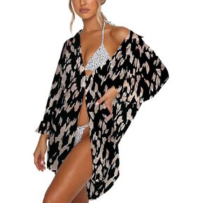 Women's Swimsuit Beach Cover Up Loose V-Neck Button Down Bikini Bathing Suit