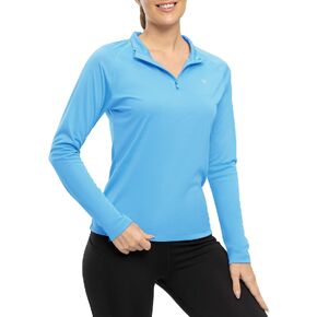 Rdruko Women's Hiking Shirts Quick Dry Long Sleeve Quarter Zip UV SPF UPF 50+ Sun Protection Outdoor Shirts