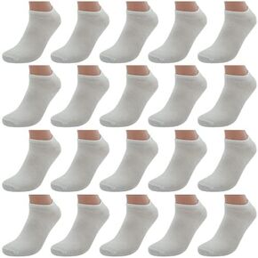 BRIGHT STAR Men’s Low-Cut Socks 20 Pairs - Low Ankle Socks for Men, Polyester Socks with Drawstring Closure