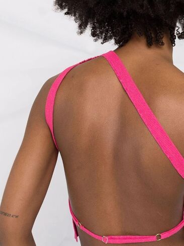 SAFRISIOR Women One Shoulder Backless Knitted Crop Top Sexy Sleeveless Strappy Open Back Cami Tank Tops in Kuwait