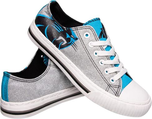 FOCO Carolina Panthers NFL Womens Glitter Low Top Canvas Shoes - 8 in Saudi Arabia
