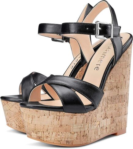 Castamere إمرأة عالية الكعب منصة إسفين كعب الصنادل Slingback مثير الكاحل حزام المفتوحة تو 16 سنتيمتر الكعوب in Kuwait