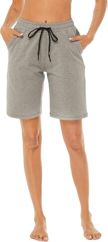 AvaCostume Women's 10" Cotton Jersey Bermuda Knee Length Sweat Shorts with Pockets in Kuwait