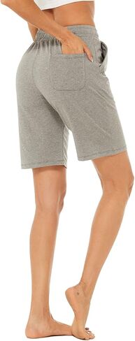 AvaCostume Women's 10" Cotton Jersey Bermuda Knee Length Sweat Shorts with Pockets in Kuwait