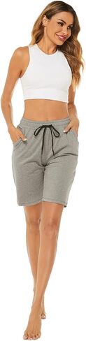 AvaCostume Women's 10" Cotton Jersey Bermuda Knee Length Sweat Shorts with Pockets in Kuwait