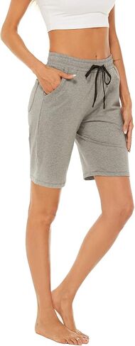 AvaCostume Women's 10" Cotton Jersey Bermuda Knee Length Sweat Shorts with Pockets in Kuwait