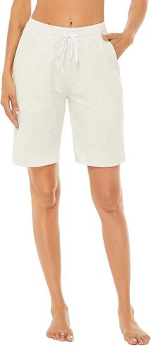 AvaCostume Women's 10" Cotton Jersey Bermuda Knee Length Sweat Shorts with Pockets in Saudi Arabia