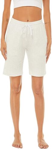 AvaCostume Women's 10" Cotton Jersey Bermuda Knee Length Sweat Shorts with Pockets in Saudi Arabia