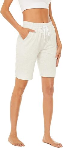 AvaCostume Women's 10" Cotton Jersey Bermuda Knee Length Sweat Shorts with Pockets in Saudi Arabia