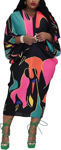Women's Floral Print Pleated Long Dress Elegant Stretchy Flowy Ruched Midi Dress for Party Club in Kuwait
