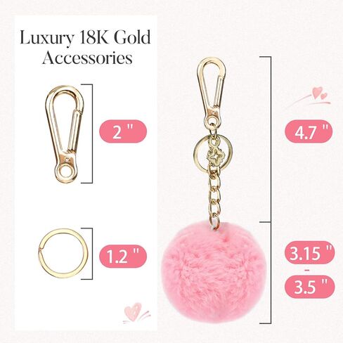 إكسسوارات سلسلة مفاتيح Miss fong Pom Pom للنساء، حقيبة ساحرة من الفرو على شكل كرة منتفخة in Kuwait