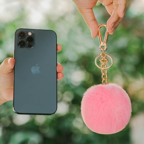 إكسسوارات سلسلة مفاتيح Miss fong Pom Pom للنساء، حقيبة ساحرة من الفرو على شكل كرة منتفخة in Kuwait