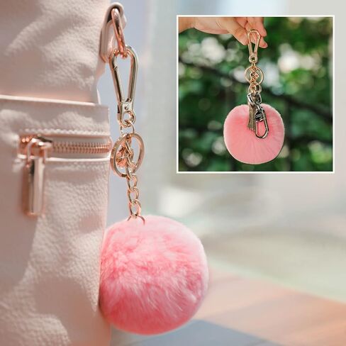 إكسسوارات سلسلة مفاتيح Miss fong Pom Pom للنساء، حقيبة ساحرة من الفرو على شكل كرة منتفخة in Kuwait