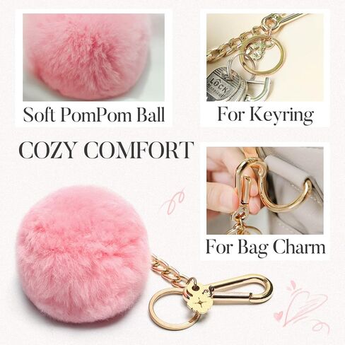 إكسسوارات سلسلة مفاتيح Miss fong Pom Pom للنساء، حقيبة ساحرة من الفرو على شكل كرة منتفخة in Kuwait