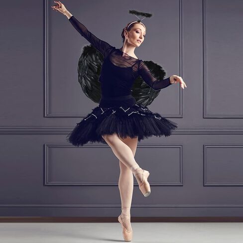 SATINIOR Angel Costume for Girls Angel and Halo Set 3 Layer Tutu Skirt Feather in Kuwait