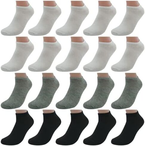 BRIGHT STAR Men’s Low-Cut Socks 20 Pairs - Low Ankle Socks for Men, Polyester Socks with Drawstring Closure in Saudi Arabia