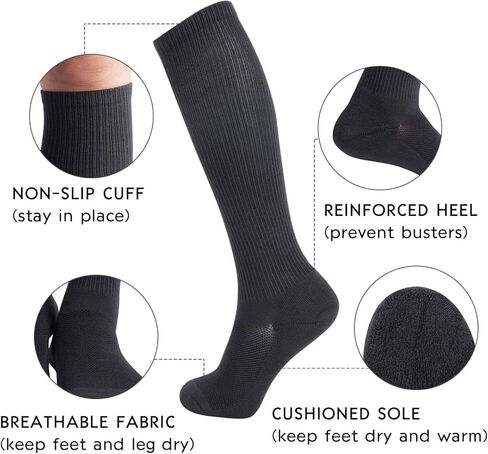 6 أزواج من جوارب ضغط من الخيزران الماصة للرطوبة من أثليمو 8-15 ملم زئبق للرجال، جوارب طويلة للركبة in Kuwait