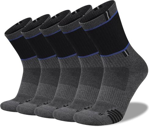 COOPLUS Mens 5 Pairs Hiking Crew Socks Athletic Cushioned breathable Trekking Socks Multi Performance in Saudi Arabia