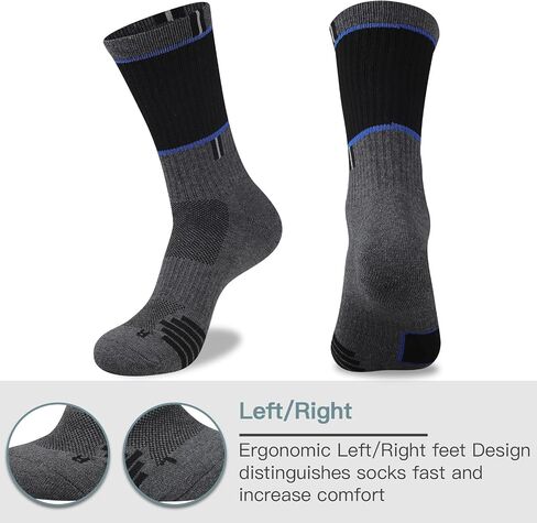 COOPLUS Mens 5 Pairs Hiking Crew Socks Athletic Cushioned breathable Trekking Socks Multi Performance in Saudi Arabia