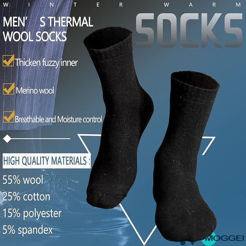 5 أزواج جوارب رجالي من الصوف ميرينو للتنزه سيرًا على الأقدام سميكة ودافئة للشتاء حراري ثقيل التمهيد جوارب ناعمة مريحة للهدايا 5 أزواج للطقس البارد in Kuwait