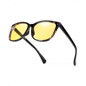 SIPHEW Night Driving Glasses for Women Men, Polarized Night Vision Glasses Anti-glare Yellow Tinted Lens for Nighttime/Foggy