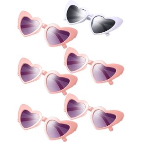 Frienda 6 Pairs Heart Shaped Sunglasses Cat Eye Sunglasses Vintage Heart Glasses for Wedding Costume Party