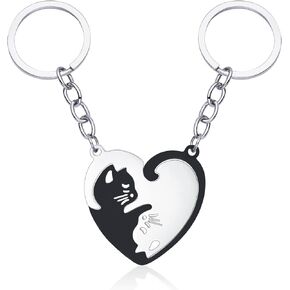Hanreshe Cat Matching Necklaces Best Friend Necklaces Girls Fashion Couples Friendship Pendant Heart Yin Yang Friendship Necklace For 2
