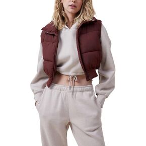 Dqbeng Puffer Vest Women Zip Up Stand Collar Sleeveless Outerwear Cropped Puffer Vest Padded Gilet in Kuwait