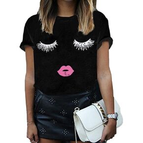 BLACKMYTH Women Summer Funny Print Short Sleeve Top Tee Graphic Cute T-Shirt