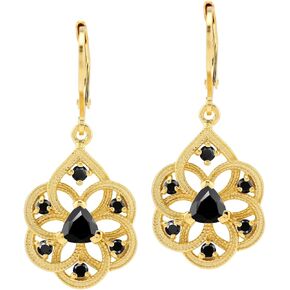 Silvershake Birthstone Gemstone Vintage Style Antique Finishing or 18K Yellow Gold Plated 925 Sterling Silver Scroll/Filigree Weave Drop Dangle Leverback Earrings Jewelry for Women