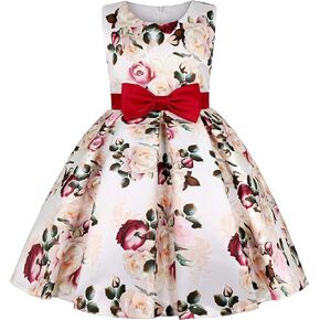 CMMCHAAH Girls Pageant Party Dresses Kid Floral Print Formal Dress for 2-9Y