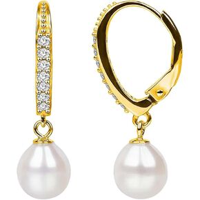 ZVVBOO 925 Sterling Silver Genuine Freshwater Cultured Pearl CZ Drop Earrings For Women Handmade Fine Jewelry Gifts