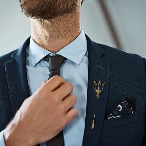 Trident Lapel Pin for Men 丨Clothing Accessories for Suit Sweater Overcoat 丨Gift for Father and Husband in Saudi Arabia