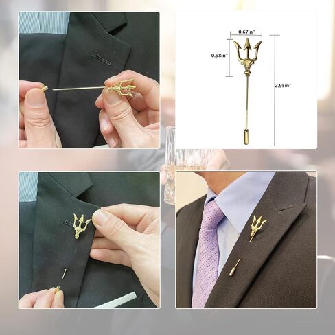 Trident Lapel Pin for Men 丨Clothing Accessories for Suit Sweater Overcoat 丨Gift for Father and Husband in Saudi Arabia