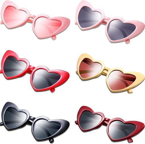 Frienda 6 Pairs Heart Shaped Sunglasses Cat Eye Sunglasses Vintage Heart Glasses for Wedding Costume Party in Kuwait