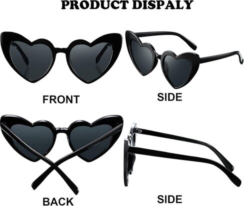 Frienda 6 Pairs Heart Shaped Sunglasses Cat Eye Sunglasses Vintage Heart Glasses for Wedding Costume Party in Kuwait