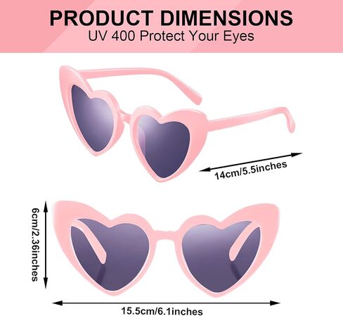 Frienda 6 Pairs Heart Shaped Sunglasses Cat Eye Sunglasses Vintage Heart Glasses for Wedding Costume Party in Kuwait