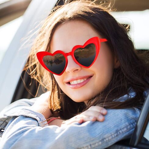 Frienda 6 Pairs Heart Shaped Sunglasses Cat Eye Sunglasses Vintage Heart Glasses for Wedding Costume Party in Kuwait