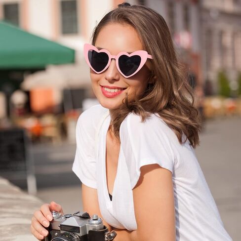 Frienda 6 Pairs Heart Shaped Sunglasses Cat Eye Sunglasses Vintage Heart Glasses for Wedding Costume Party in Kuwait